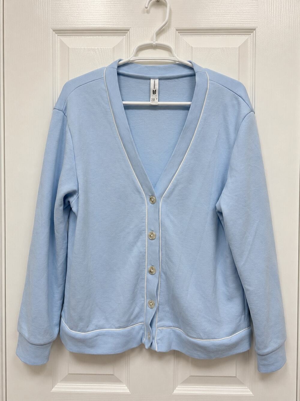 All in Motion Light Blue Piped Button Front Cardigan Size Medium